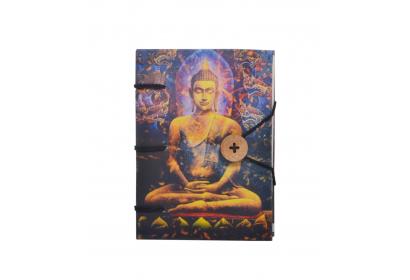 Handmade Notebook Writing Journal for Unisex | Ruled Hardcover Travel Diary with Beautiful Buddha Hard Paper Print, Small Sized, Premium Paper - 120 Pages 